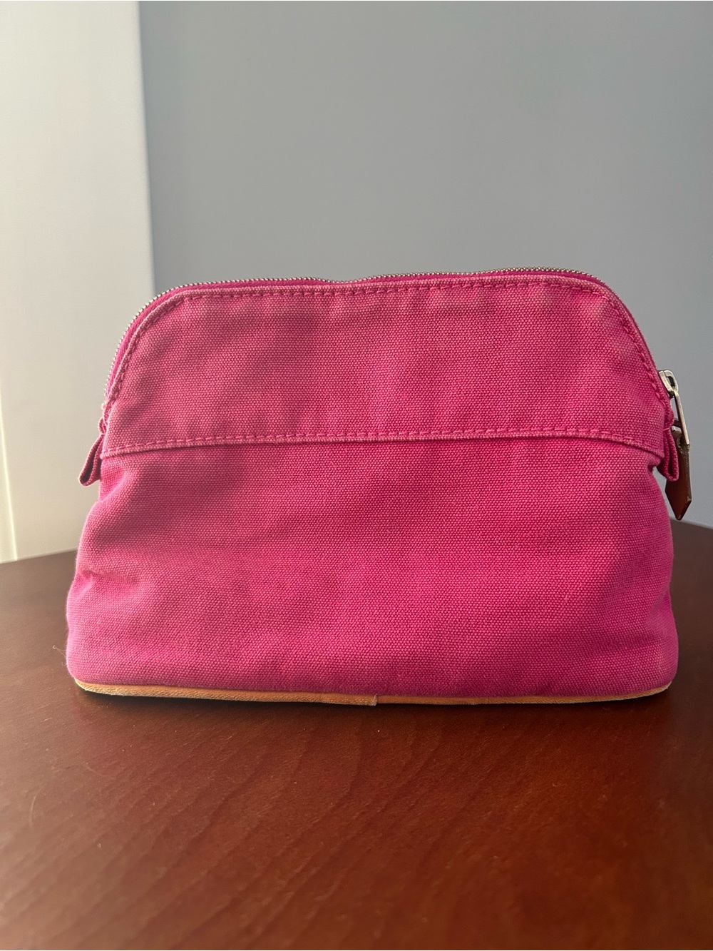 Hermes Hot Pink Canvas Cosmetic Case with Zip - Picture 3 of 9